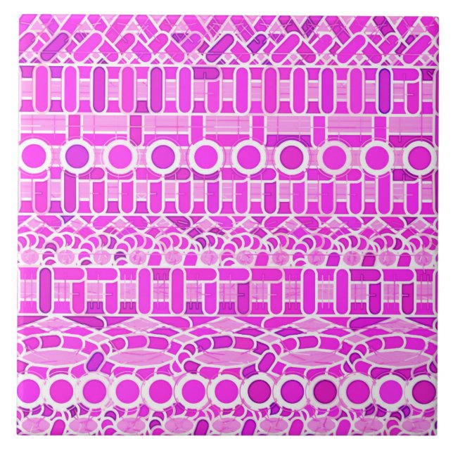Tribal Batik - shades of orchid and violet Tile (Front)
