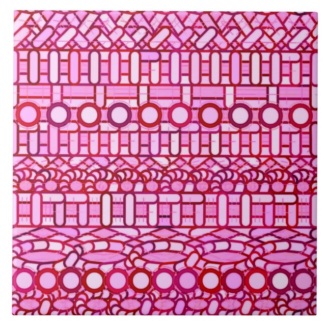 Tribal Batik - shades of pink and burgundy Tile (Front)