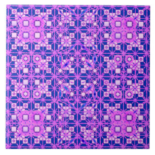 Tribal Batik - shades of purple Tile