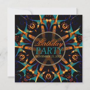Tribal Batik Star Birthday Party Invitation
