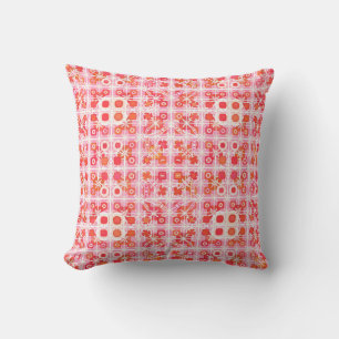 Tribal Batik - strawberry pink and red Cushion
