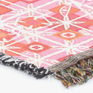 Tribal Batik - strawberry pink and red Throw Blanket