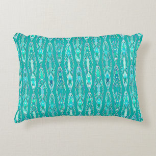 Tribal Batik - Turquoise and Aquamarine Decorative Cushion