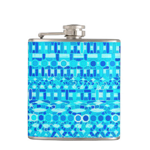 Tribal Batik - turquoise, aqua and cobalt blue Hip Flask