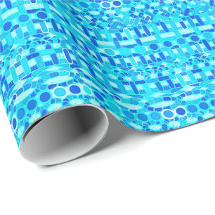 Tribal Batik - turquoise, aqua and cobalt blue Wrapping Paper