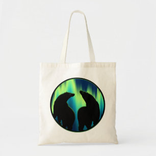 Tribal Bear Art Tote Bags Northern Lights Bear Bag