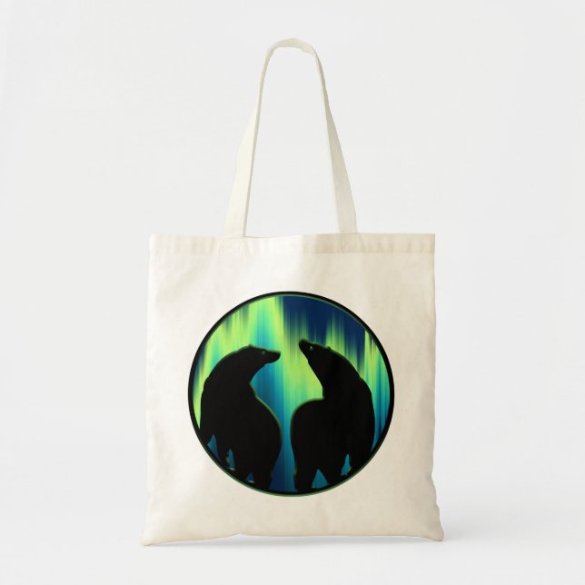Tribal Bear Art Tote Bags Northern Lights Bear Bag (Front)
