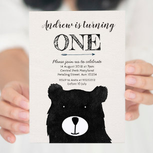 tribal bear birthday invitation