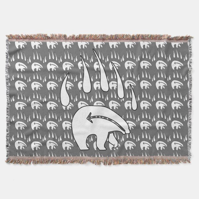 Tribal Bear Blanket Native Bear Claw Throw Blanket (Front)