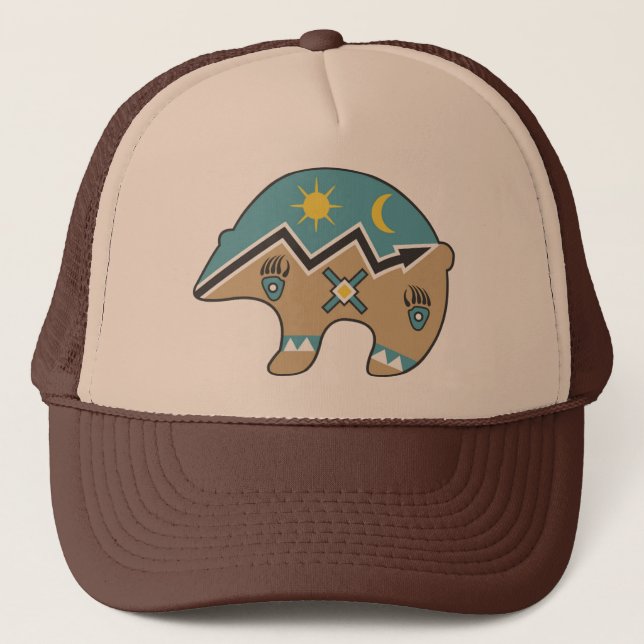 Tribal  Bear Design Trucker Hat (Front)