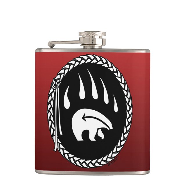 Tribal Bear Flask Custom Bear Claw Art Drink Flask (Front)