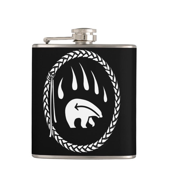 Tribal Bear Flask Custom Bear Claw Art Drink Flask (Front)