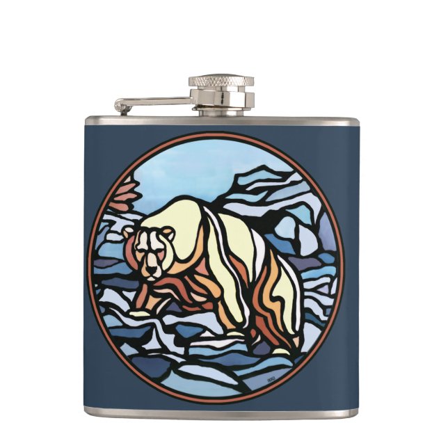 Tribal Bear Flask Custom Native Bear Drink Flask (Front)