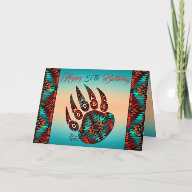 Tribal Bear Paw Birthday Card (Front)