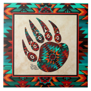 Tribal Bear Paw  Ceramic Tile
