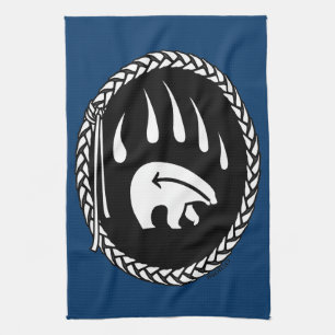 Tribal Bear Towel Native Art Bear Tea Towel