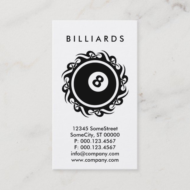 tribal BILLIARDS Business Card (Front)