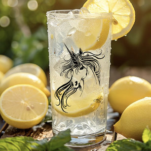 Tribal Black Ink Unicorn Glass