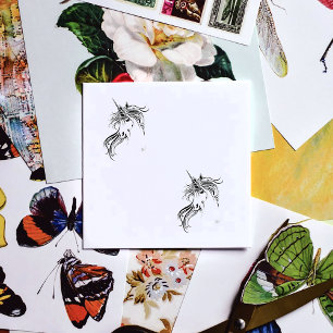 Tribal Black Ink Unicorn Rubber Stamp