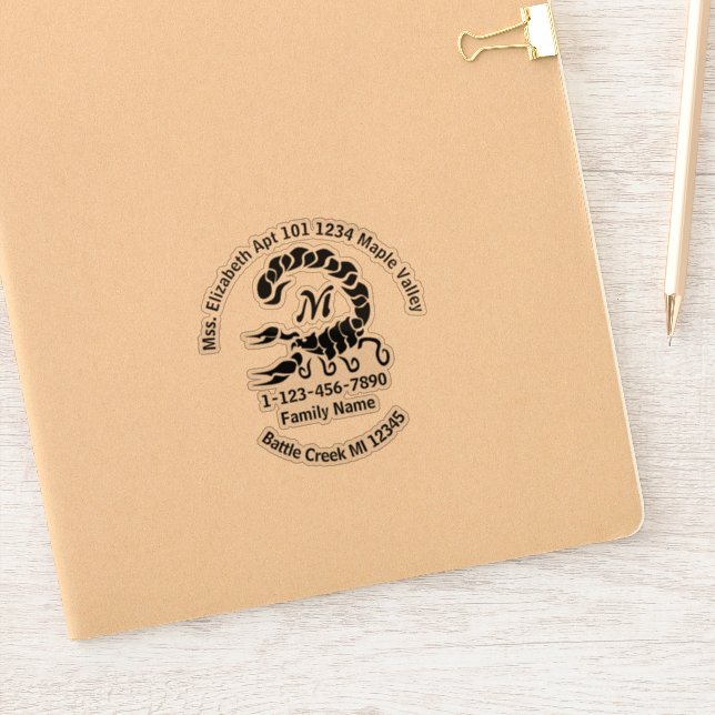 Tribal Black Scorpion Family Home Address Contour (Notebook)