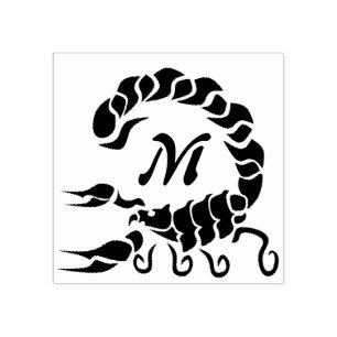 Tribal Black Scorpion Monogram Rubber Stamp