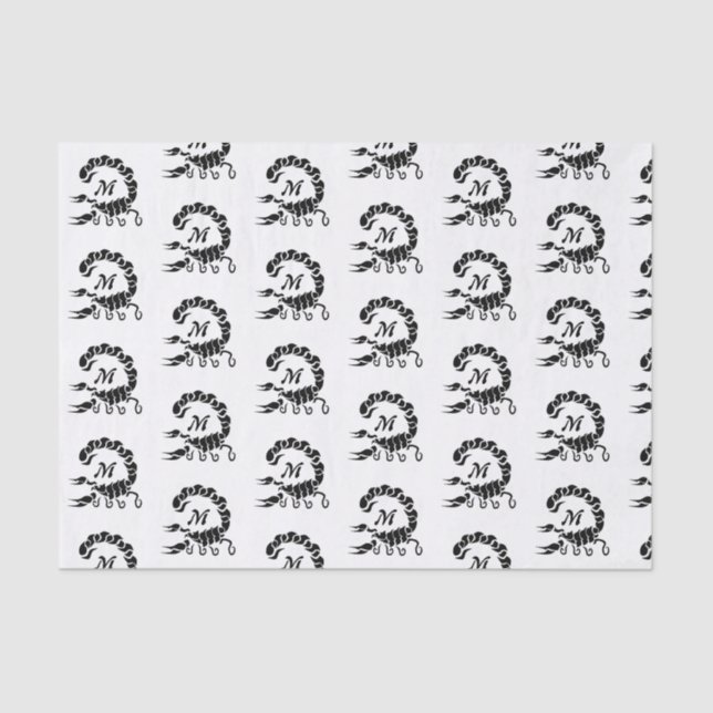 Tribal Black Scorpion Monogram Tissue Paper (Front)