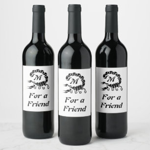 Tribal Black Scorpion Monogram Wine Label