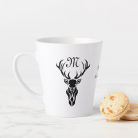 Tribal Black Stag Silhouette Monogram