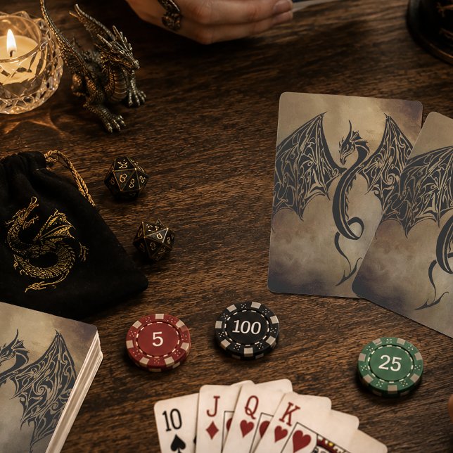 Tribal Black Stone Fantasy Dragon Playing Cards (Creator Uploaded)