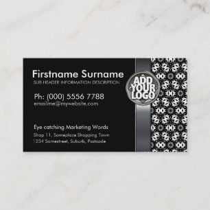 Tribal Black White Batik w/ Logo Business Cards
