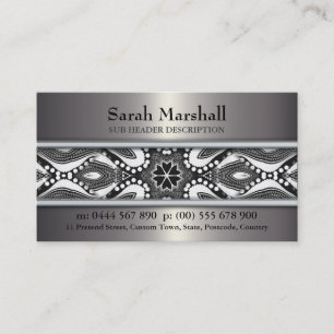 Tribal Black+White & Metallic w/ Logo Business Car Business Card