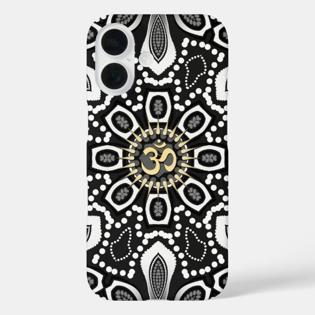 Tribal Black+White Om Symbol Device Case (Back)