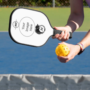Tribal Black Wolf Head Silhouette Laurel Monogram Pickleball Paddle
