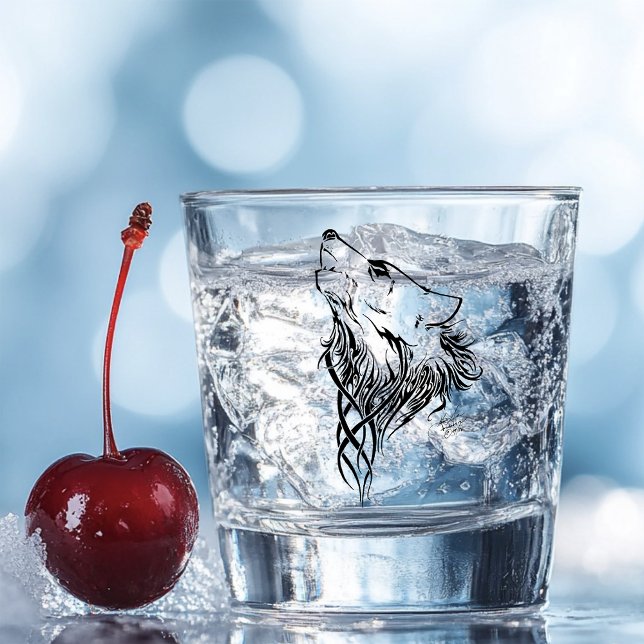 Tribal Black Wolf Howl Shot Glass (Creator Uploaded)