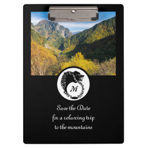 Tribal Black Wolf Silhouette Laurel Monogram Photo Clipboard