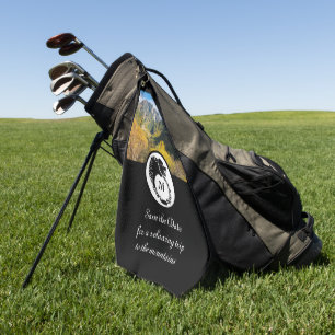 Tribal Black Wolf Silhouette Laurel Monogram Photo Golf Towel