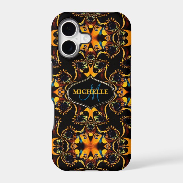 Tribal Blue Batik Custom Name iPhone Case-Mate (Back)