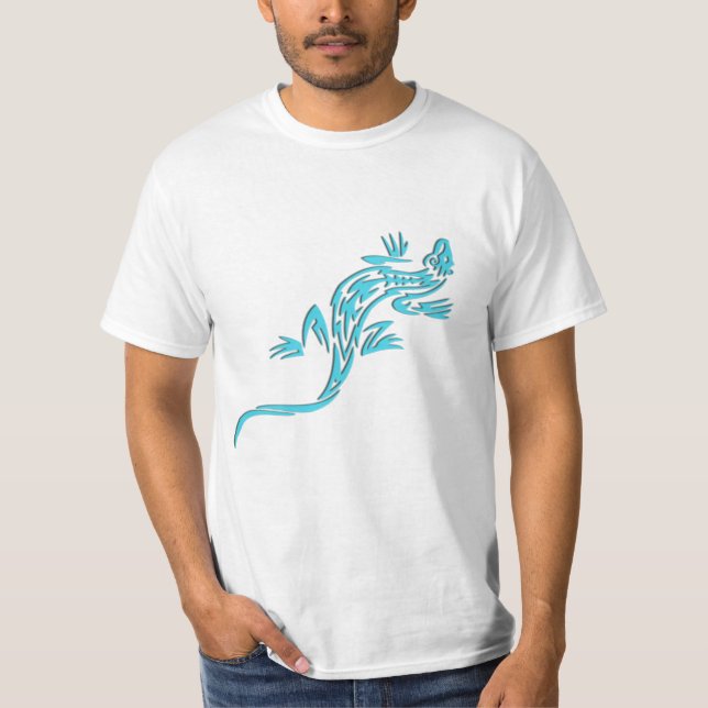 Tribal Blue Lizard T-Shirt (Front)