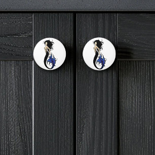 Tribal Blue Mermaid Ceramic Knob