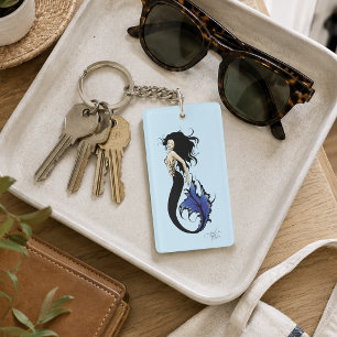 Tribal Blue Mermaid Elegant Fantasy Siren Key Ring