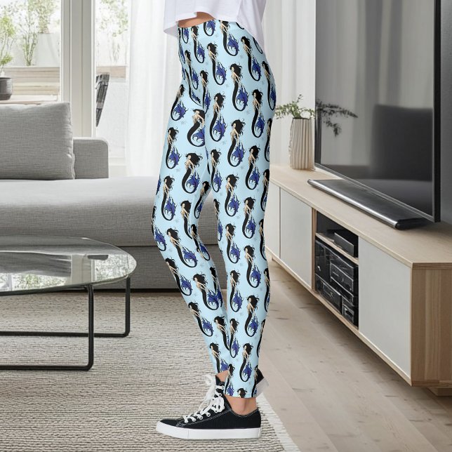 Tribal Blue Mermaid Elegant Fantasy Siren Leggings (Creator Uploaded)