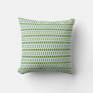 Tribal blue, yellow, and white Geometric pattern Cushion