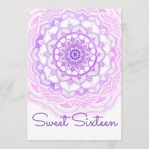Tribal Bohemian Mandala Purple Sweet Sixteen Invitation