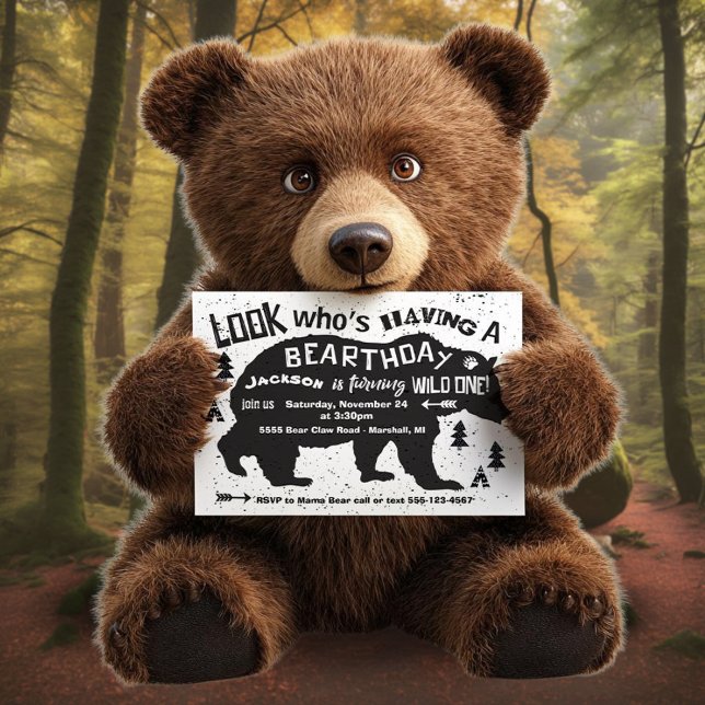 Tribal Boho Bear Birthday Wild One! Invitation (Creator Uploaded)