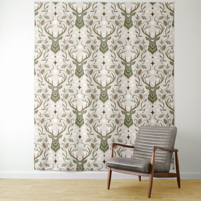 Tribal Boho Deer, Dreaming of Deer Tapestry (In Situ)