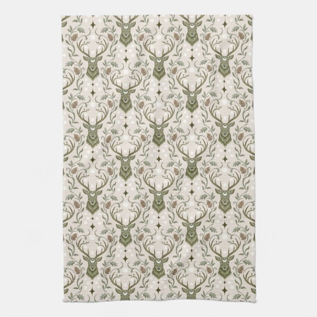Tribal Boho Deer, Dreaming of Deer Tea Towel (Vertical)