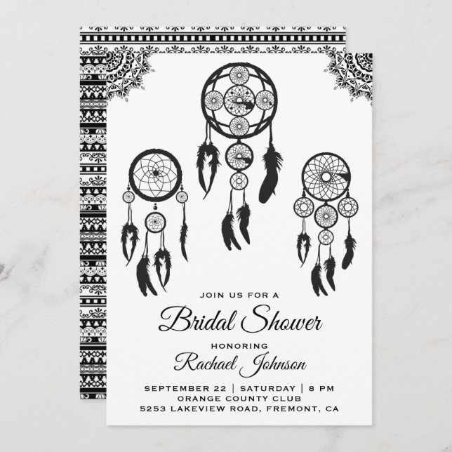 Tribal Boho Dream Catcher Bridal Shower Invitation (Front/Back)