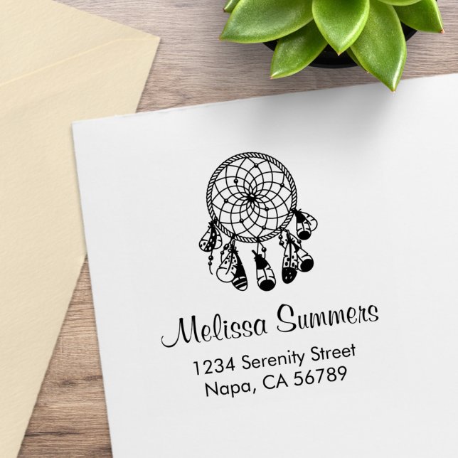 Tribal Boho Dreamcatcher Address Rubber Stamp (Creator Uploaded)