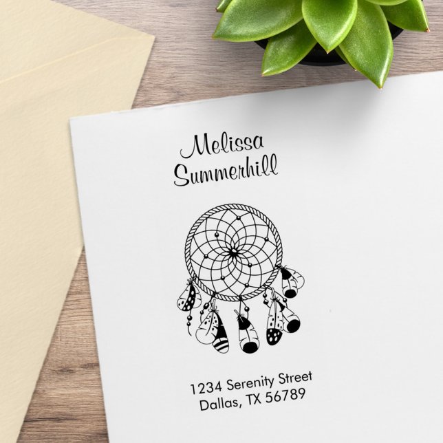 Tribal Boho Dreamcatcher Address Rubber Stamp (Creator Uploaded)