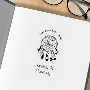 Tribal Boho Dreamcatcher - Bookplate Rubber Stamp